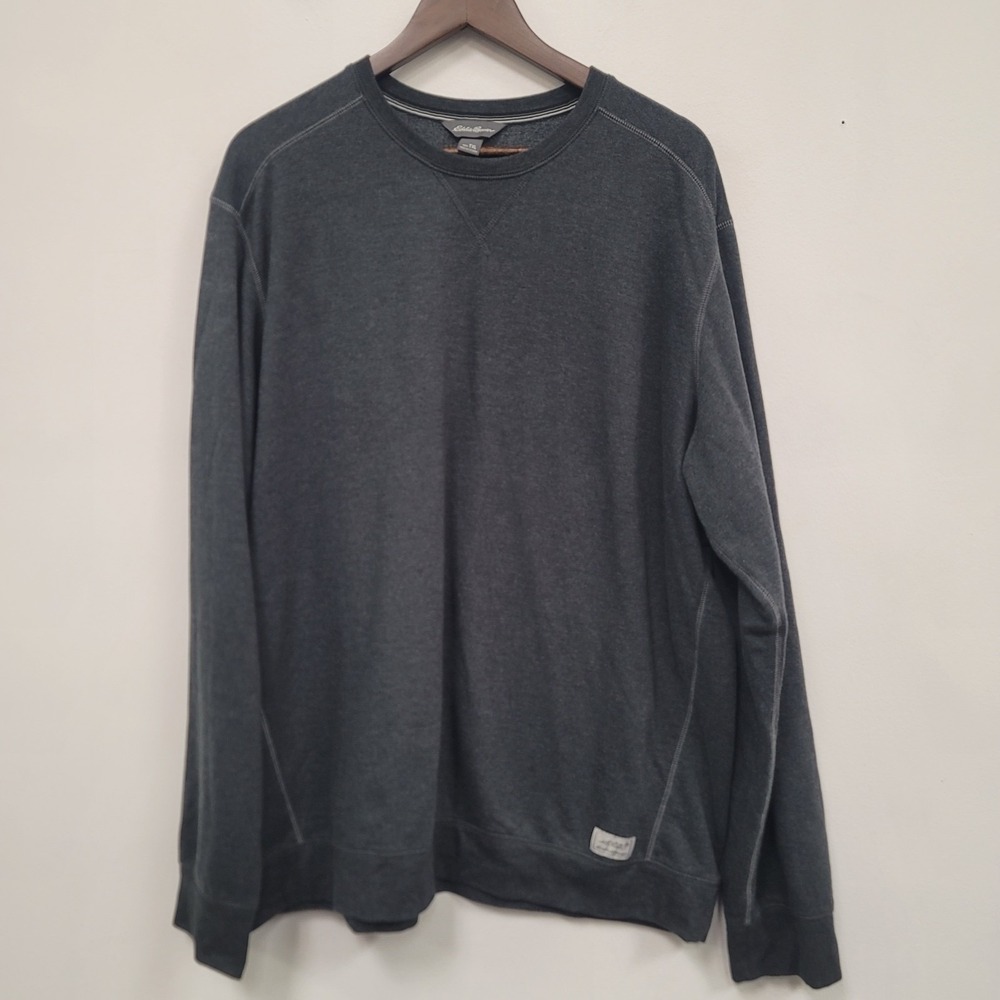 Eddie Bauer Mens Long Sleeve Round Neck Sweatshirt Size XL Tall Gray Pullover‎